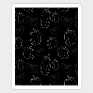 White vintage pumpkin sketch pattern Sticker